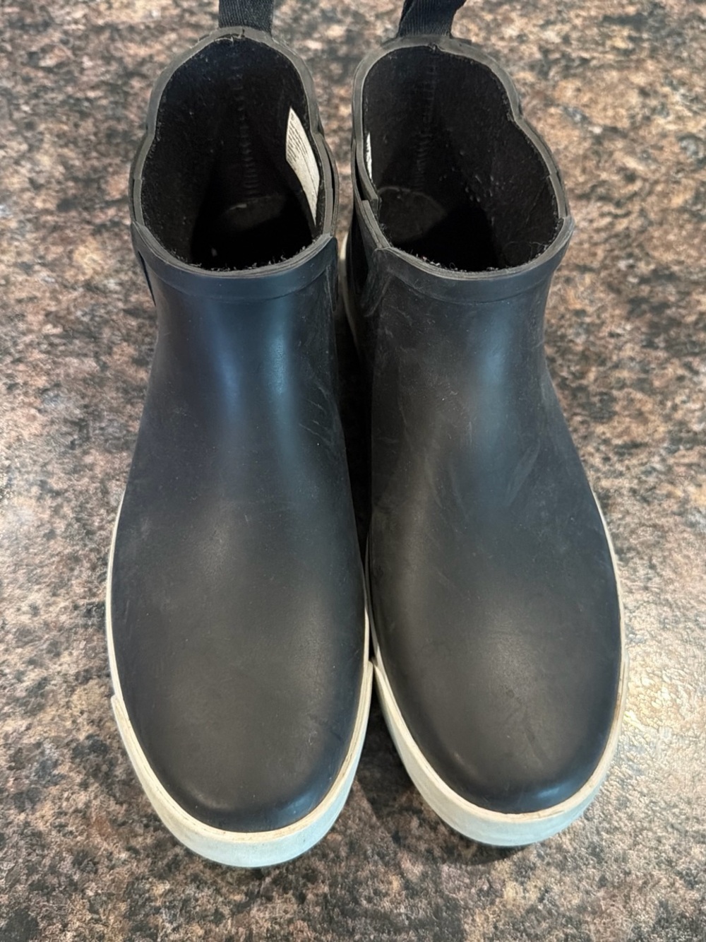 Goodfellow & Co Black Ankle Rain Booties with White Soles